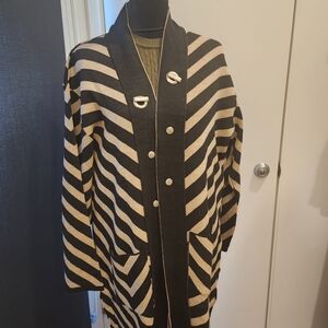 Black and Cream Striped Cardigan